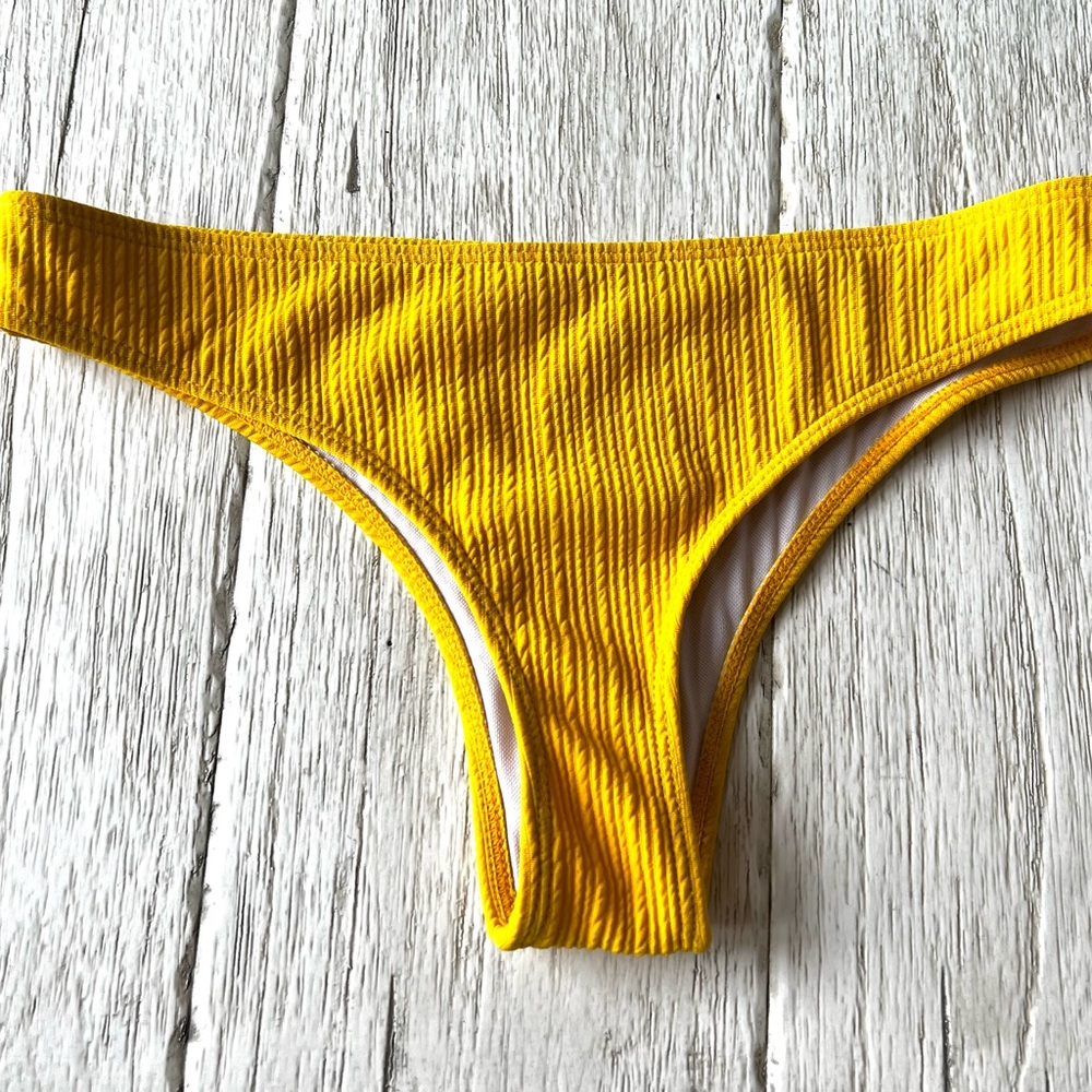 Yellow knit bikini bottom